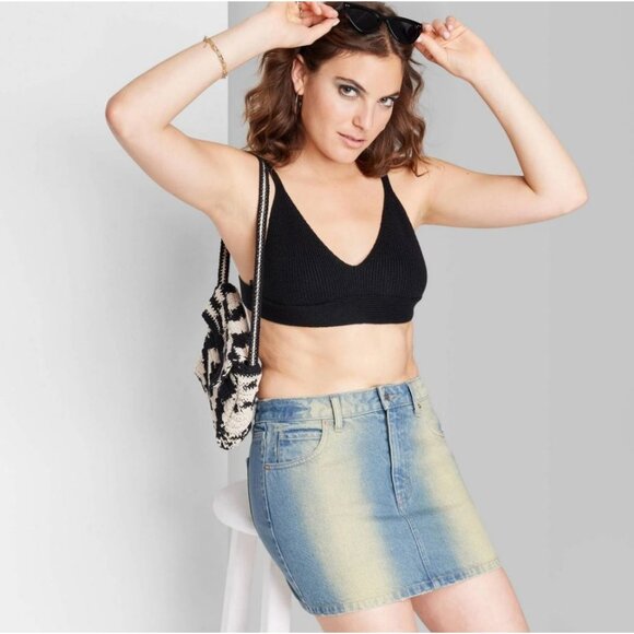 Wild Fable Women's Low-Rise Denim Mini Skirt Size Blue 14 - Picture 1 of 4